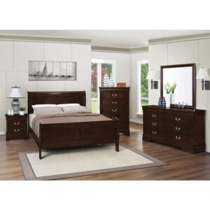 The Louis Philippe collection is highlighted by this 4-piece bedroom set that is perfect for the guest bedroom or youth bedroom. The Full bed (also available in Eastern King