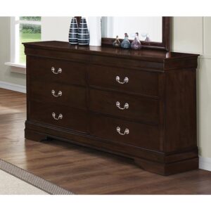 Polish up a traditional decor scheme with this six-drawer dresser