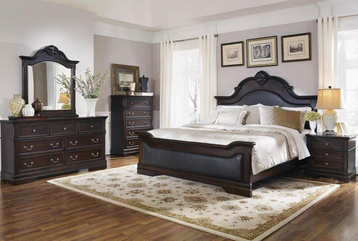 Welcome the classic curves of traditional design into a bedroom with this eastern king bed. The European-inspired headboard features a bold