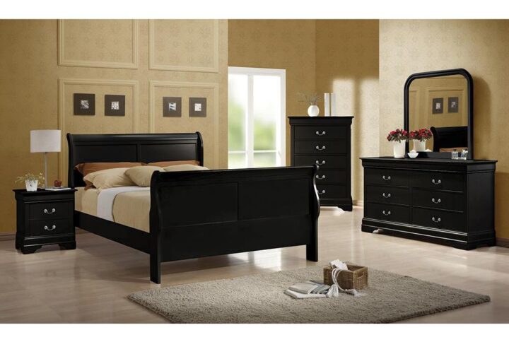 Go all-in on a modern motif with this striking queen bed. The perfect example of classic louis Philippe style