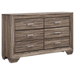 the soft hues from this six-drawer dresser highlight clean lines. Featuring a stunning exposed wood grain