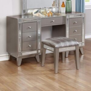 Add modern glamour with this vanity desk and stool set. The ultimate luxury