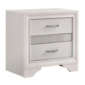 A surprisingly elegant twist embellishes classic charm. Make this nightstand a staple in a transitional bedroom. A shapely base section offers sensual curves that contrast with a linear silhouette. Full extension glides ensure smooth drawer operation. Select from gorgeous finishes.