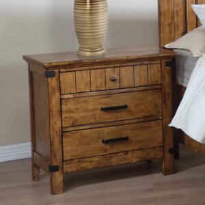 Embrace your love of the outdoors with this stylish three-drawer nightstand. Full of rustic charm
