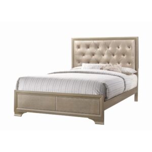 luxuriant champagne that's simply beautiful. This bed is a breathtaking centerpiece for the bedroom.