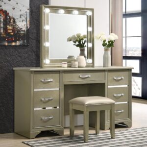 this elegant vanity stool delivers beauty and utility to any space. Make design count in a master suite