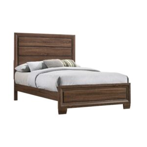 minimal aesthetic.Its paneled headboard features horizontal lines that give a restful appearance.In addition