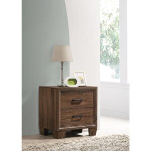 Transform a retro scheme with the charm from this transitional two-drawer nightstand. Framing the smooth drawer fronts are contrast black recessed grooves. With a nod toward mid-century modern-inspired design