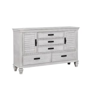this dresser offers plenty of space to store your everyday wardrobe. With five spacious drawers and two large side cabinets