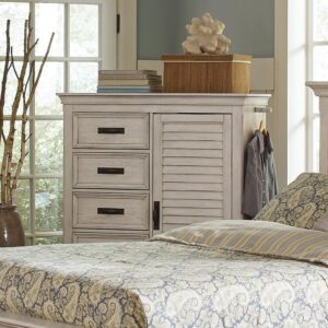 this chest is a versatile bedroom upgrade. A lightly wire-brushed