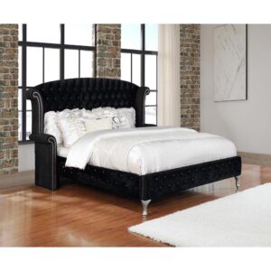 Dress up a bedroom with luxurious glamour. This magnificent queen bed has a truly elegant look. Its tall