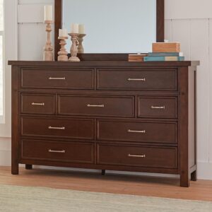 Update a classic scheme with the rich hues from this nine-drawer dresser. In a warm pinot noir finish