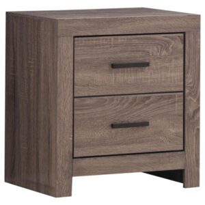 modern update. This contemporary nightstand delivers clean lines for an exceptionally stylish look. Two slide-out storage drawers keep bedside essentials close at hand. A selected 3D paper veneer makes it easy to clean and maintain. Available in your choice of gorgeous finishes