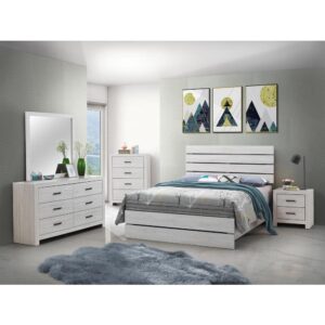 Create a classic aesthetic in any bedroom with this four-piece wooden bedroom set. Crafted with a rustic