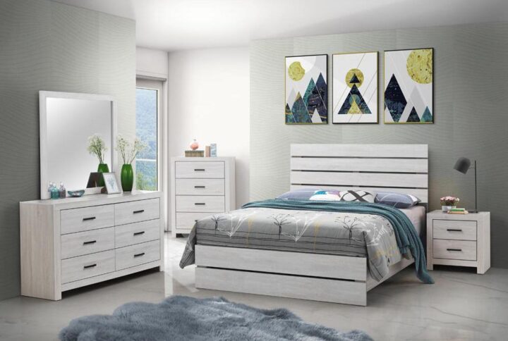 Create a classic aesthetic in any bedroom with this four-piece wooden bedroom set. Crafted with a rustic