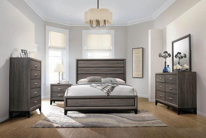 Enhance the decor of a master suite with a touch of simple sophistication. This stunning eastern king bed is crafted with crisp