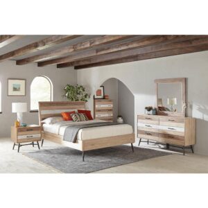 Add natural character in a modern aesthetic with a bedroom set from the Marlow collection. The combination of wood and metal are typical of industrial style