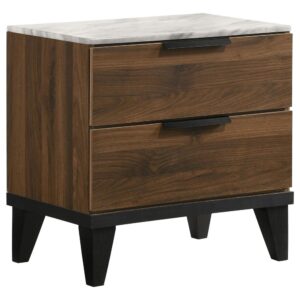 modern bedroom retreat with this contemporary two-drawer nightstand