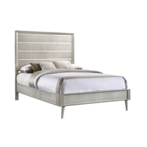 mirrored acrylic adorn its headboard to give it an extra touch of polish. This beautiful wooden bed is available in multiple sizes to accommodate any bedroom.