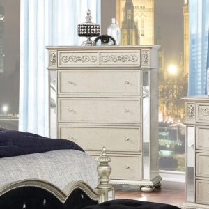 while four larger drawers provide plenty of storage for other clothing or bedding. Pair this chest with any of the other pieces from this collection for a cohesive glamorous look.