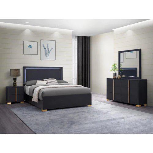 Explore the possibilities of modern features that render this chic bed a haven for relaxation and a comfy place to sleep and lounge. A stylish yet minimalist design feature is perfect for anchoring your contemporary bedroom. Assembled of wood products and melamine laminate