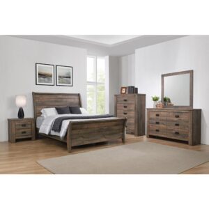 this stunning sleigh bed has much to offer for style and function. The rustic appeal of the sleigh bed is found in the plank style head and footboard