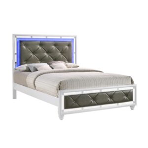 Charge headfirst into modern times with a glam contemporary California King bed designed to repurpose a conventional master or guest suite. With tech-savvy features and a fresh