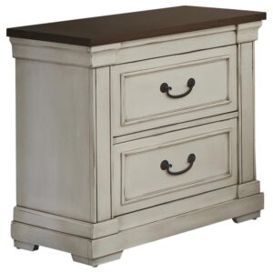 Say yes to country charm by choosing this two-drawer nightstand in your sleeping space. A top felt-lined drawer offers a safe place for delicate items at your side