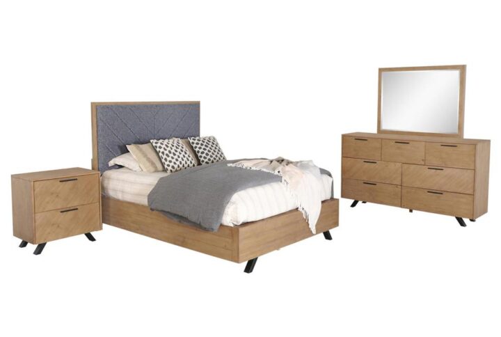 Present ample storage space and an understated chic aesthetic with this contemporary bedroom set