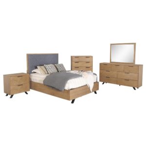 Present ample storage space and an understated chic aesthetic with this contemporary bedroom set