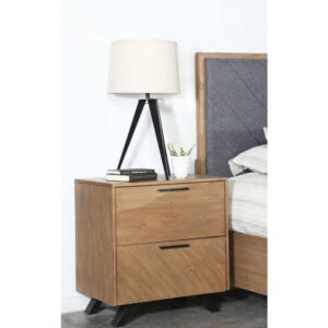 Elevate your modern bedroom with this contemporary two-drawer nightstand