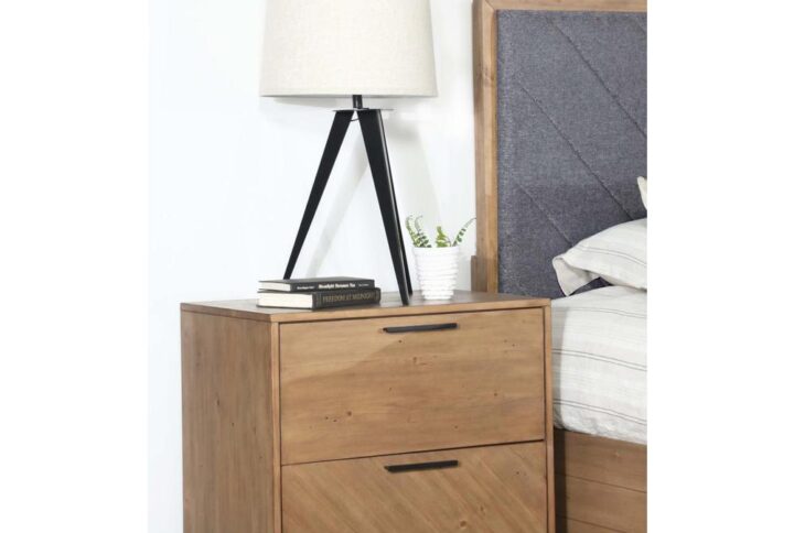 Elevate your modern bedroom with this contemporary two-drawer nightstand