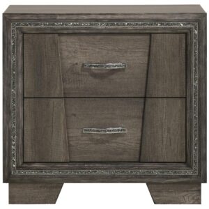 Illuminate your bedroom with our glamorous 2-drawer nightstand. Framed with glittering strips