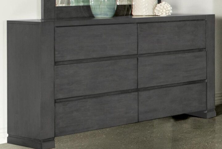 Play up the easy-living simplicity angle of this modern wood dresser