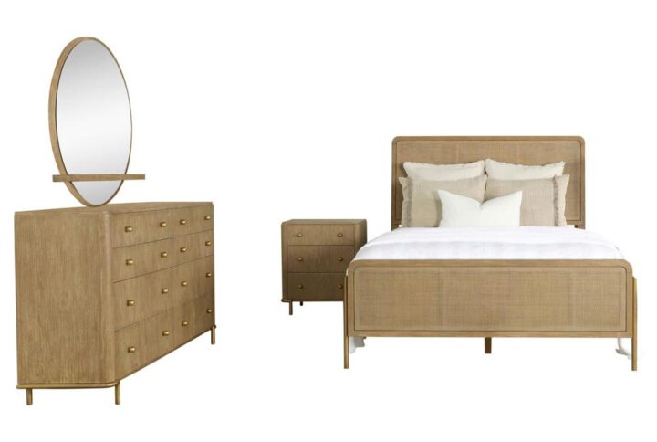 Create an elegant retreat with this mid-century modern bedroom set