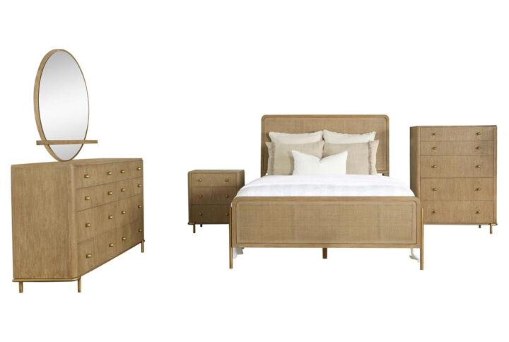 Create an elegant retreat with this mid-century modern bedroom set