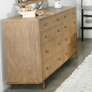 Create a focal wall and ample storage to your bedroom with this mid-century modern eight-drawer dresser