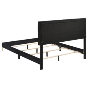 black finish of the two-drawer nightstand and six-drawer dresser lends a chic and clean aesthetic