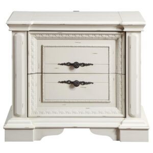 Indulge a love of traditional design without sacrificing modern convenience in this charming two-drawer nightstand. It's built for today's world