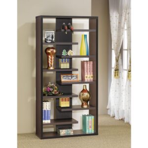 making this bookcase a tremendous find. Linear design elements stagger to create a fresh