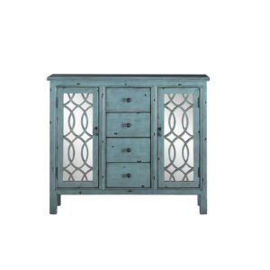 This well-crafted accent table gives any home a splash of color. Finished in an alluring blue