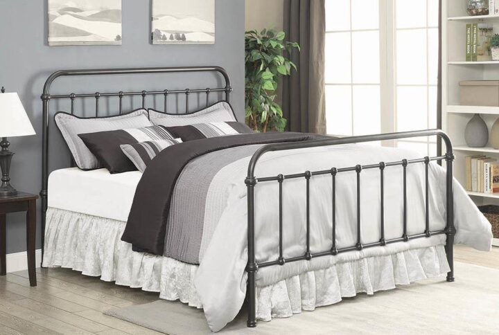 This Livingston metal bed is timeless and elegant. Sized for an eastern king mattress