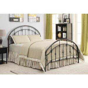 Accentuate your bedroom's natural style. The timeless beauty of this stunning queen bed adds an element of sophistication to any decor. Its chic headboard and footboard from a gracefully arched silhouette. Its bronze finish blends beautifully with a wide variety of color palettes. Smooth