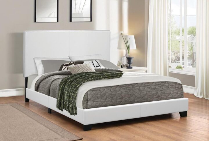 From the Muave upholstered bed collection comes this impressive bed. It has clean