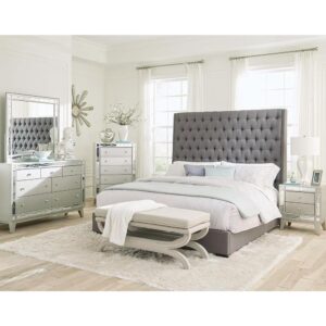 four-piece bedroom set is the ultimate in casual glamour. With loads of convenient storage space