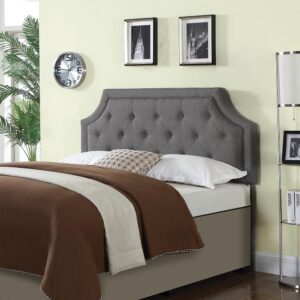 this classic upholstered headboard transforms with curves. The silhouette is constructed of sleek