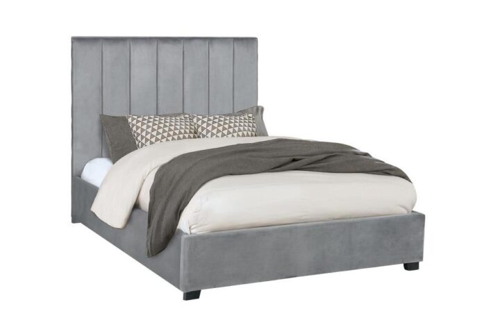 Create a stylish addition to your bedroom that's larger than life with this velvet upholstered bed. Entirely wrapped in luxurious velvet