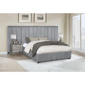 this panel bed is delightfully comfortable and glamorous. The headboard is constructed with vertical tufting that makes a modern impression in your sleeping space. This bed is supported on sturdy tapered legs that further enhances its appearance. Crafted with durable and long-lasting pine wood.