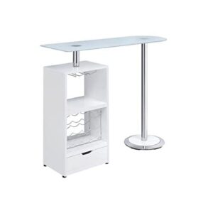 Create a relaxed spot for sipping a cocktail or catching up with a friend with this contemporary bar table. Offering an appealing look and plenty of storage
