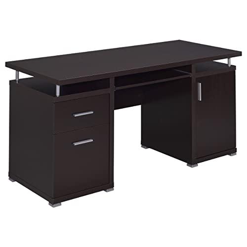 Upgrade your home office with sleek style and fabulous functionality. This handsome office desk has everything you need to be productive. Its large cabinet features an adjustable shelf for convenient storage. It includes a large file cabinet that fits legal and letter size files